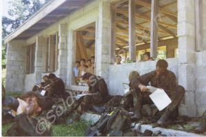 Soldiers resting. Gloucestershire Regiment. Belize