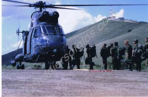Embarking on Puma helicopter. Gloucestershire Regi