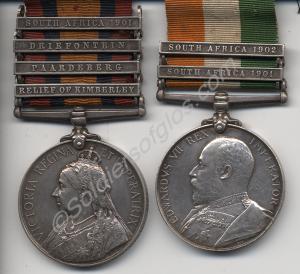 Group of two medals; Queen's South Africa Medal wi