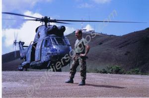 Soldier with Puma helicopter. Gloucestershire Regi