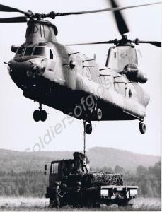 Chinook helicopter collecting a load. c.1986.