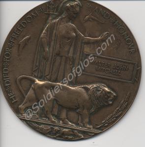 Bronze memorial plaque to 7117 Corporal Walter Joh