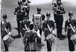 Band and Drums beating retreat.  Gloucestershire R