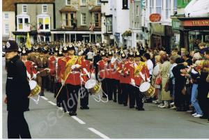 Band and Drums leading march past.  1st Battalion,