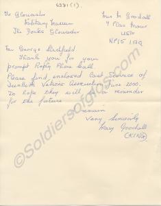Letter from Mrs. Mary Goodall about the Dunkirk Ve
