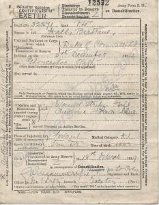 Transfer to Reserve card. 32271Private Bertram Hal