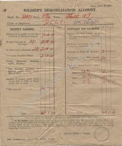 Soldiers Demobilisation Account. 32271Private Bert