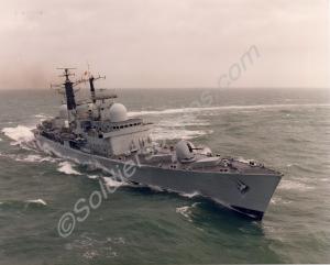 H.M.S. Gloucester making turn to 'port' speed.