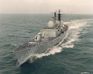 H.M.S. Gloucester at sea.