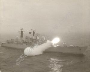 H.M.S. Gloucester firing a Seadart sea to air miss