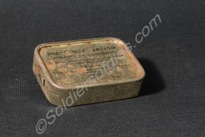 Emergency ration tin marked with the warning -  'T