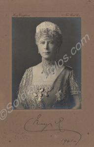 Signed, framed portrait photograph of Queen Mary,