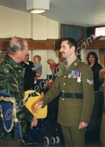 H.R.H. Duke of Edinburgh with Corporal Drake, rece