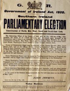 Parliamentary Election poster. County Cork, Irelan