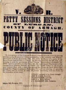 Public Notice banning "Drumming Parties". Lurghan,