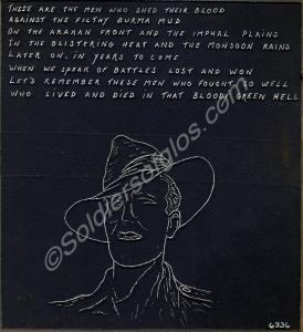 Glass plate etched with poem about Burma and a hea