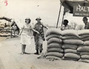A guard post with W.R.V.S. Lady and Guard at Franc