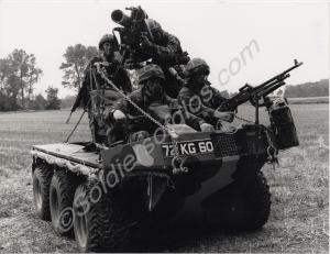A light all-terrain vehicle with Mortar Platoon.