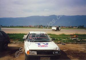Photograph of the T.V. journalists car at Sarajevo