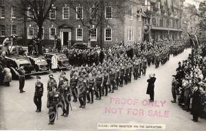 Soldiers eating at Civic reception. Sergeant Clayd