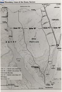 Map of Sinai Peninsula, Egypt. c. 1980.