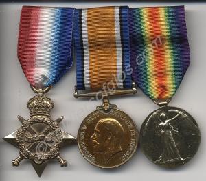 Group of three medals; 1914-1915 Star, British War