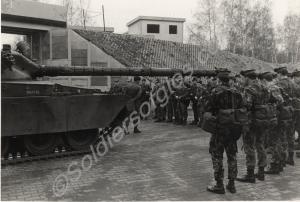 Chieftain tank with soldiers from a Scottish infan