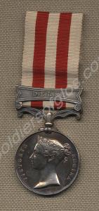 Indian Mutiny Medal with clasp for Delhi. Awarded