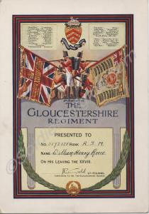Leaving Card, 1st Battalion. R.S.M. Reece W.H. D.C