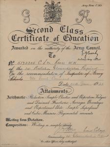 Second Class Certificate of Education c. 1921. R.S