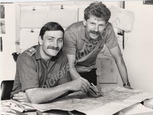 Captain Mike Noel-Smith and Werner Starr plan the