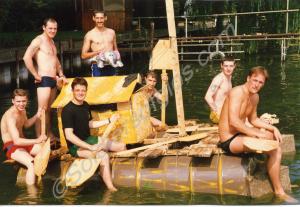Sergeant Thomas  with the crew of "C" Company barr