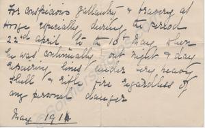 Copy of citation for Military Cross of Lieutenant