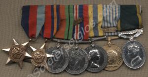 Group of seven medals; 1939-1945 Star, Burma Star,