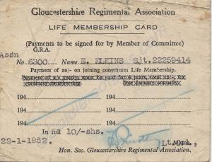 Gloucestershire Regimental Association Life Member