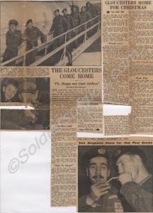 Newspaper cuttings about the Korean War.  1st Batt
