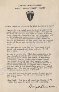 Message to the invasion troops from General Dwight