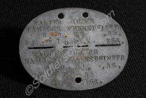 German identication tag made of zinc for Walter He