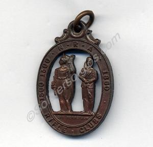 Bronze oval Rifle Club medal, 1500 N.R.A. 1860. Aw