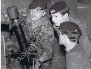 Lance-Corporal Morris explaining the 3" mortar. Gl