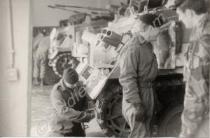 Scimitar Light Reconnaissance tanks in the worksho