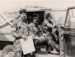 Three Gloucestershire Regiment soldiers with Land
