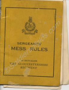 Sergeant's Mess Rule Book with primrose cover. 1st