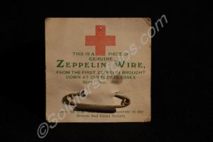 Red Cross pin brooch. Genuine Zeppelin wire from t