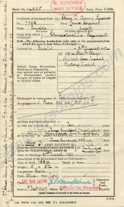 Discharge Certificate to 7738 Private Joseph Pimbl