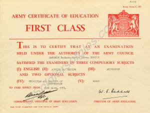 First Class Certificate of Education. 22808602 Ban