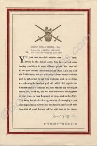 Army Board Scroll for 24 years service. 22808602 S