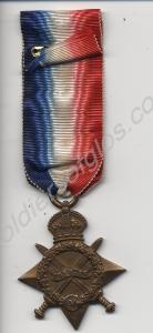 1914-1915 Star. Awarded to 12607 Private Henry Gri