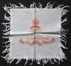 Embroidered linen square decorated with Artillery