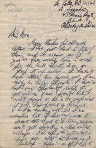 Letter from 'Ted' to 'Patten', dated 1944, concern